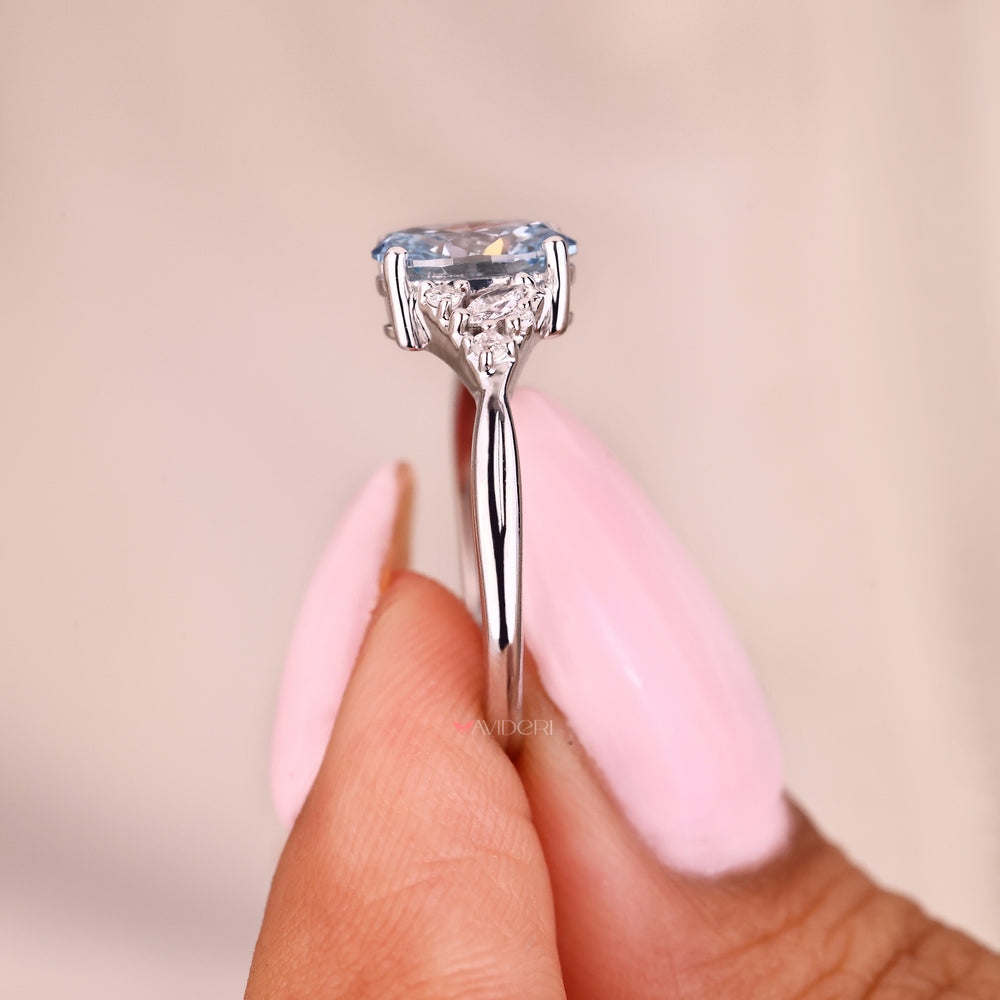 Handmade blue diamond ring twisted shank.
