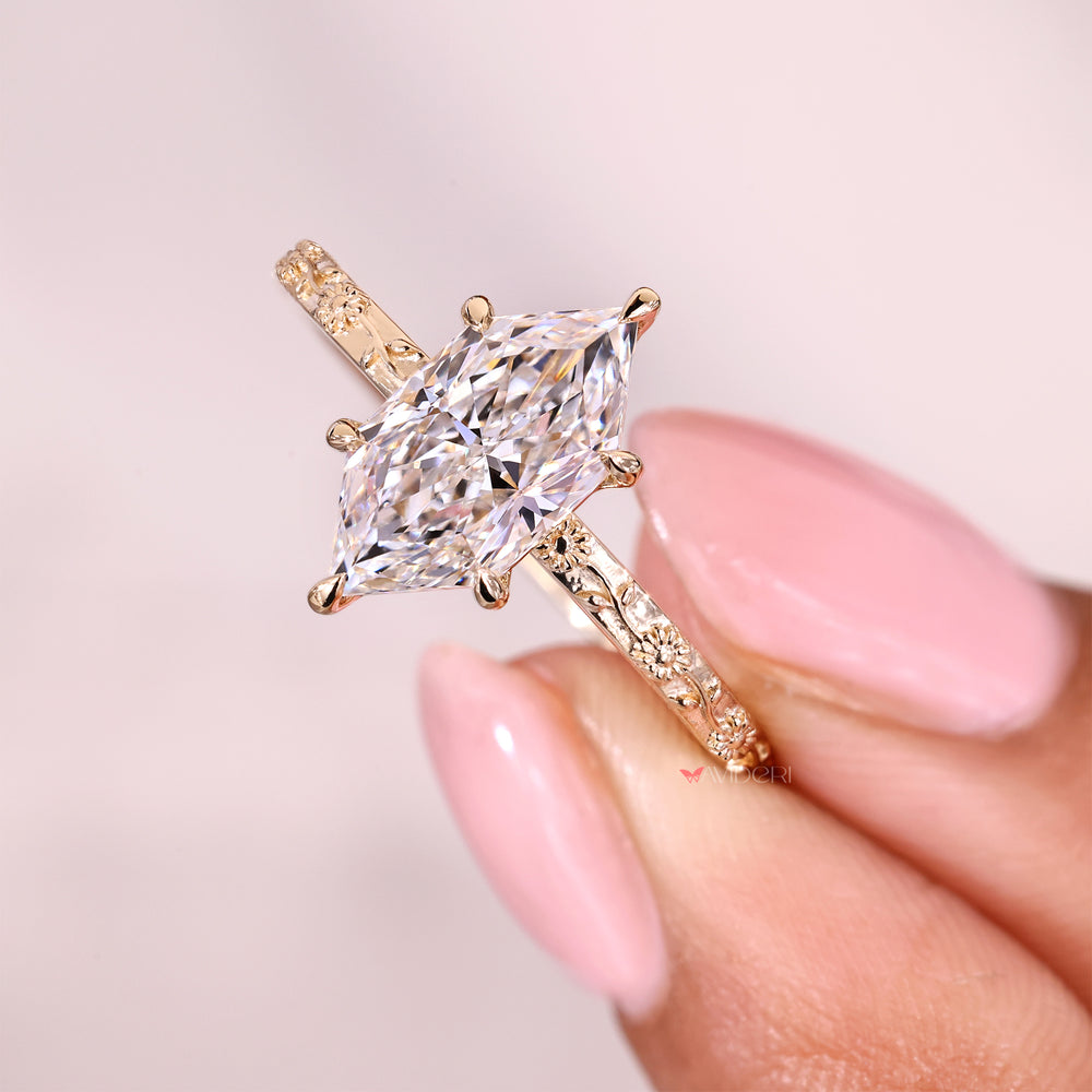 Six Claw Prong Setting on Dutch Marquise Diamond Ring.