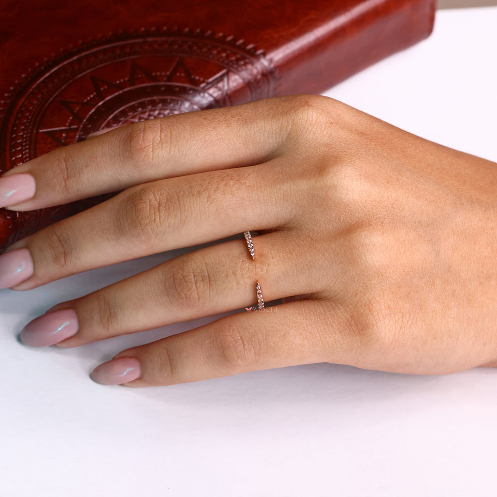 Open diamond wedding band with sparkling round diamonds for a chic look

