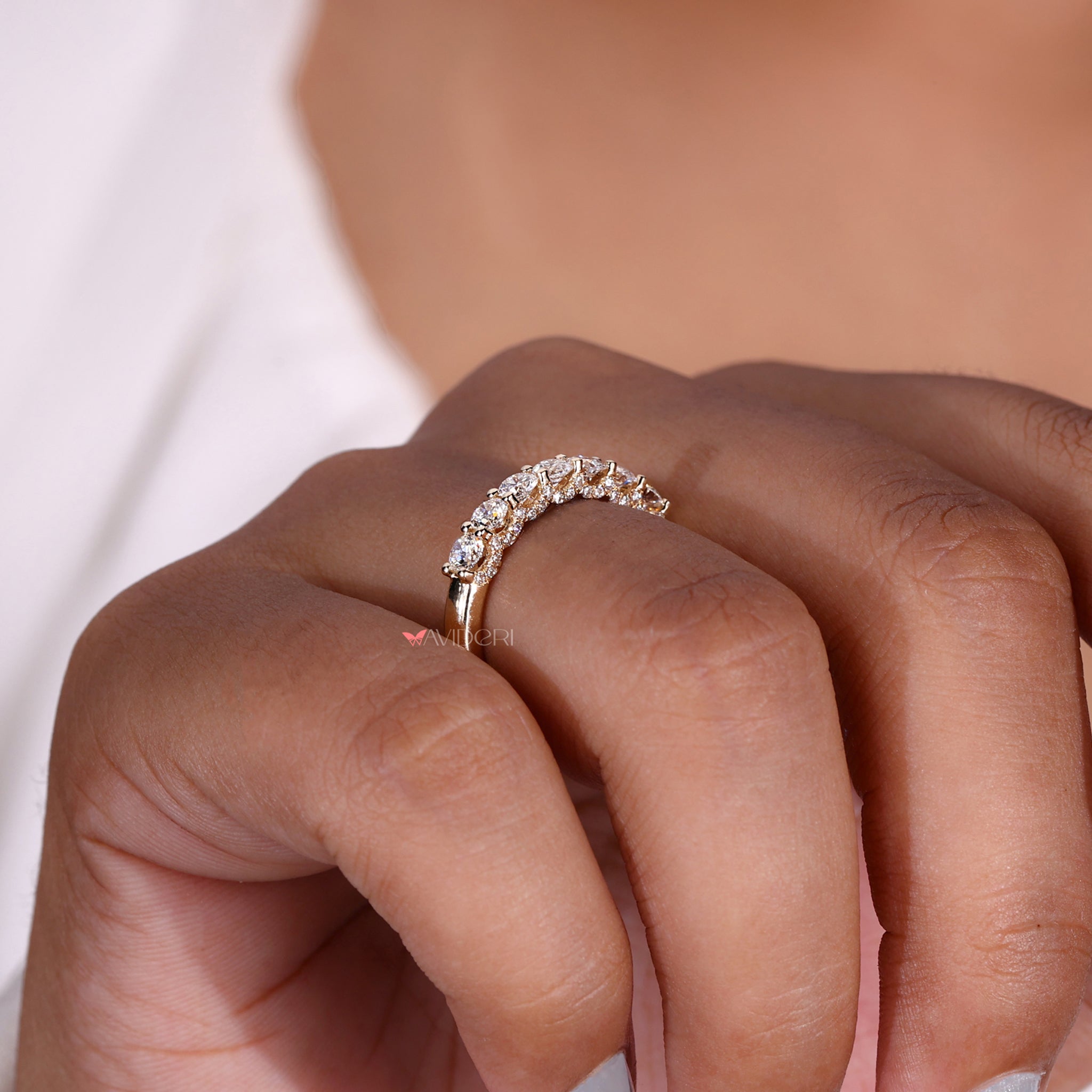 Yellow gold and diamond band for a sophisticated look.
