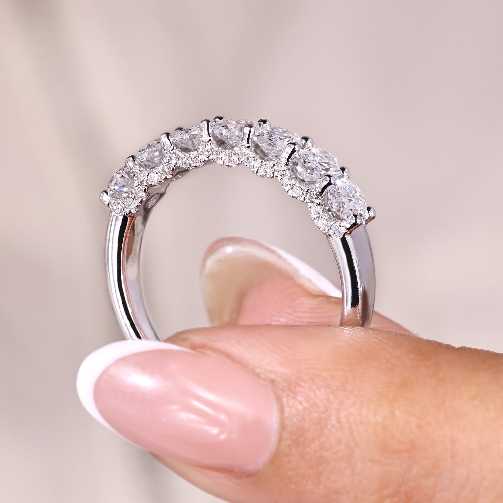 U prong micro pave band with white gold diamond band.
