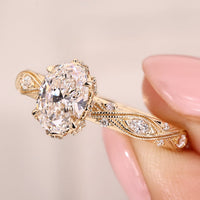 Oval Shaped Diamond Ring In Vintage Basket Setting
