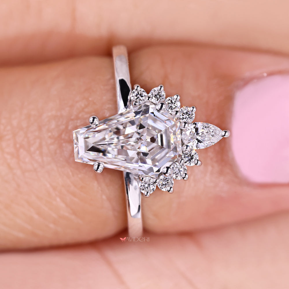 Handmade ring crafted with white gold finish.