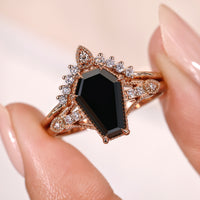 Black Moissanite Rose Gold Bridal Set