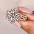 Round diamond bridal set with vintage engagement ring.