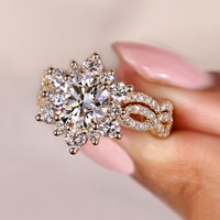 Vintage Round Diamond Bridal Set In Yellow Gold