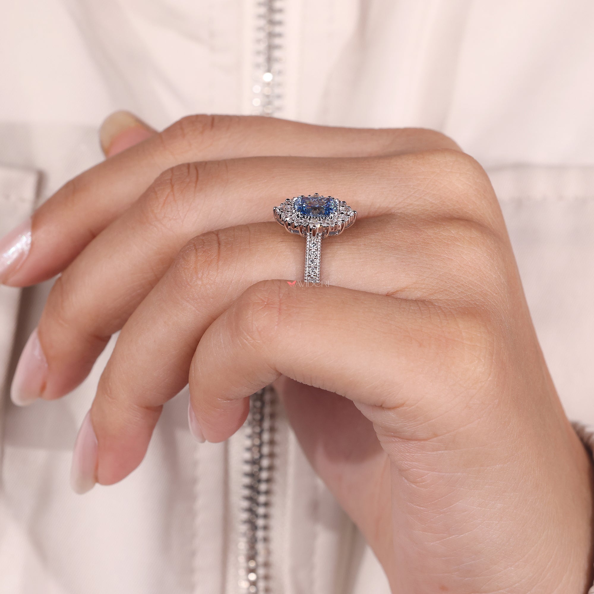 Milgrain setting ring with radiant diamond.