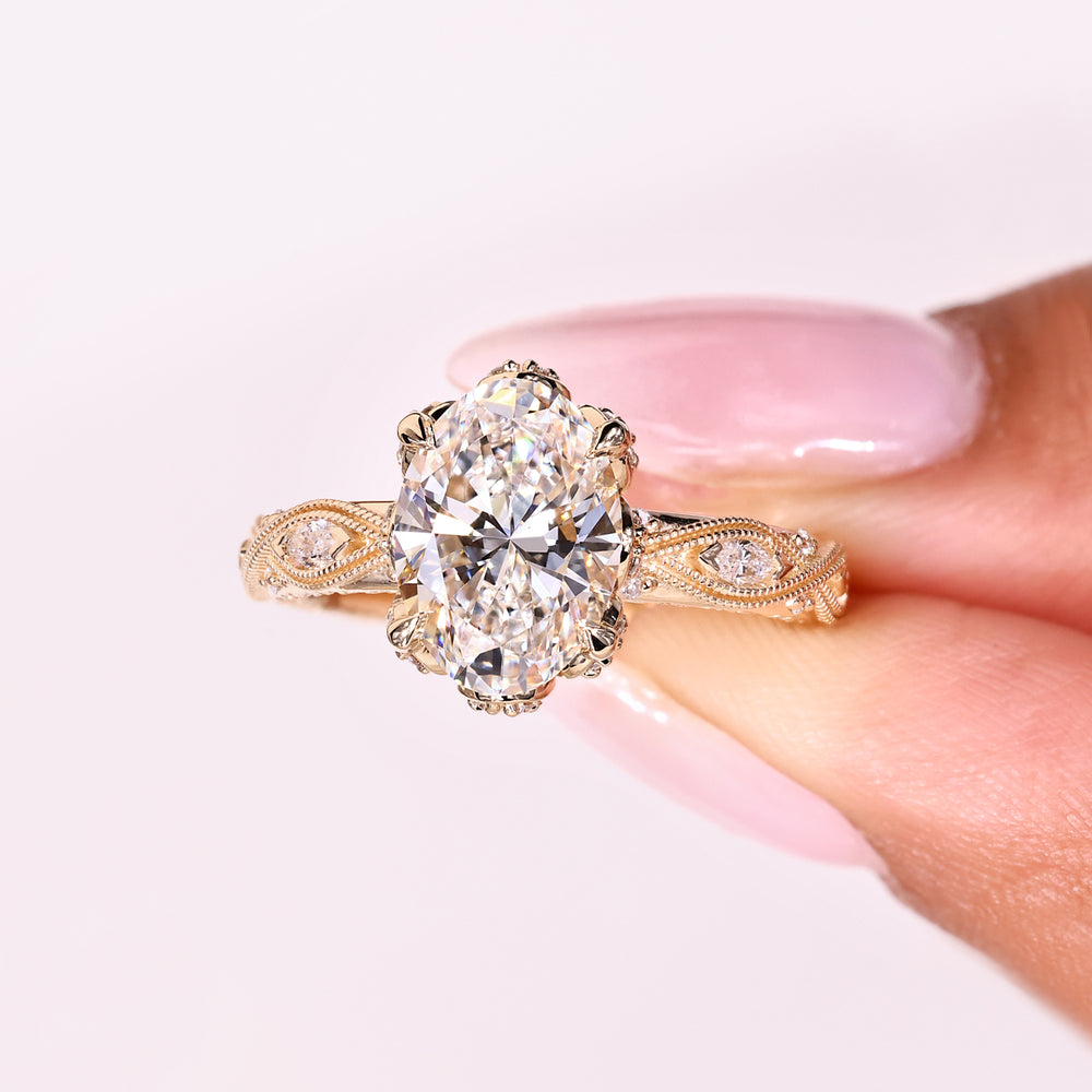 IGI certified oval diamond ring handmade.
