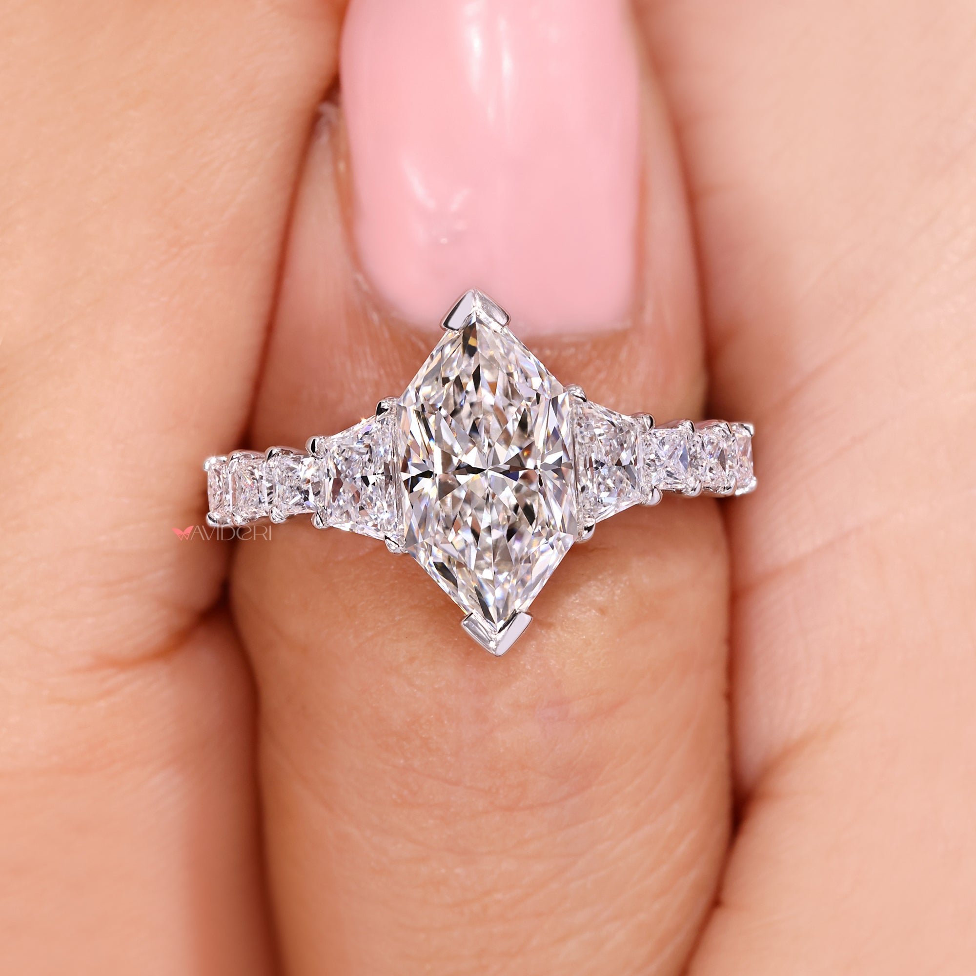 Lab-grown ring with white gold diamond ring.