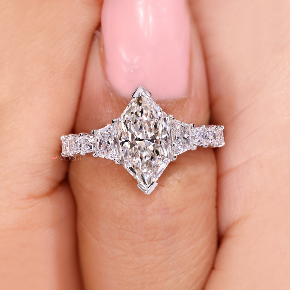 Lab-grown ring with white gold diamond ring.