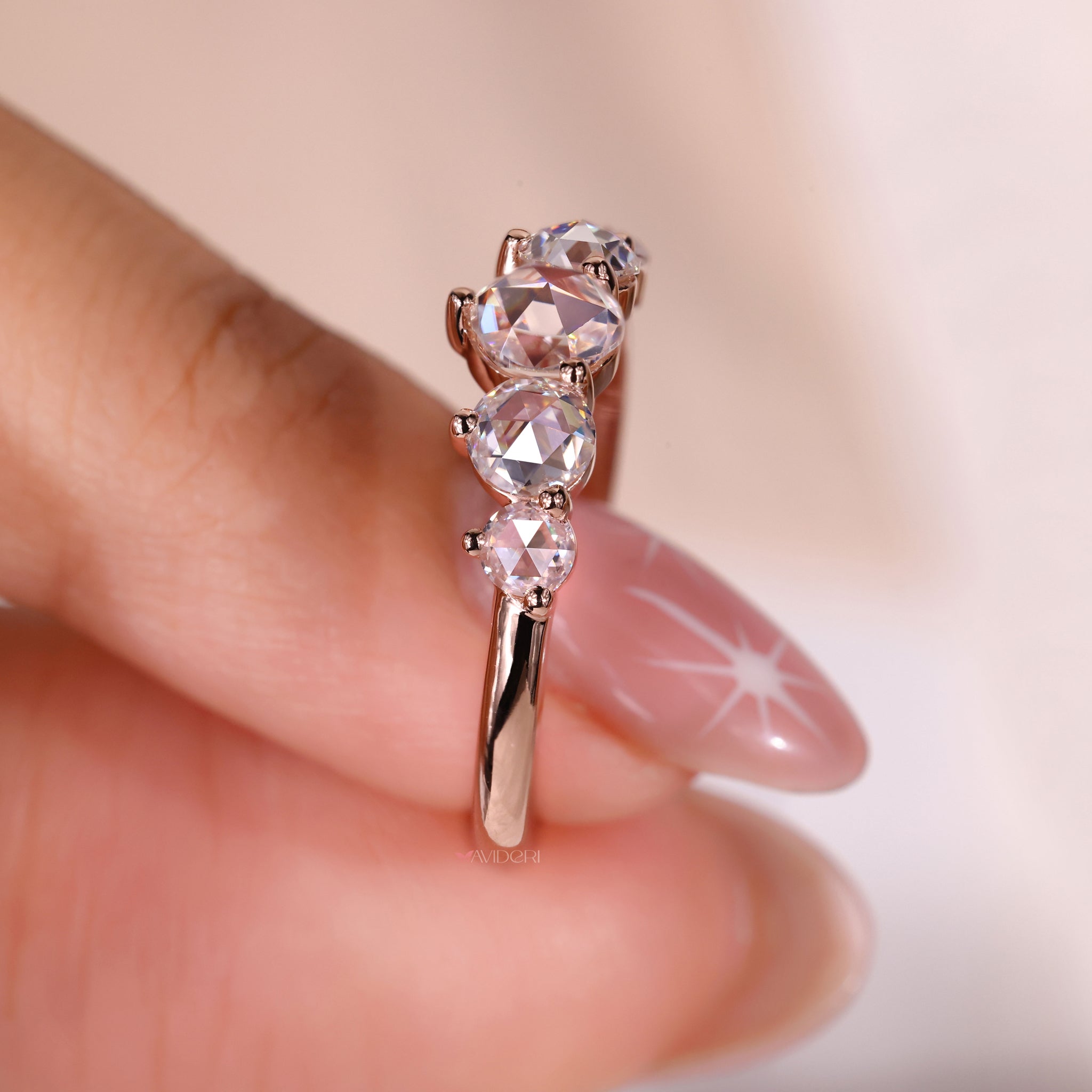 Rose cut wedding band crafted for elegance and durability
