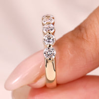 Half Eternity Round Diamond Wedding Band In Yellow Gold