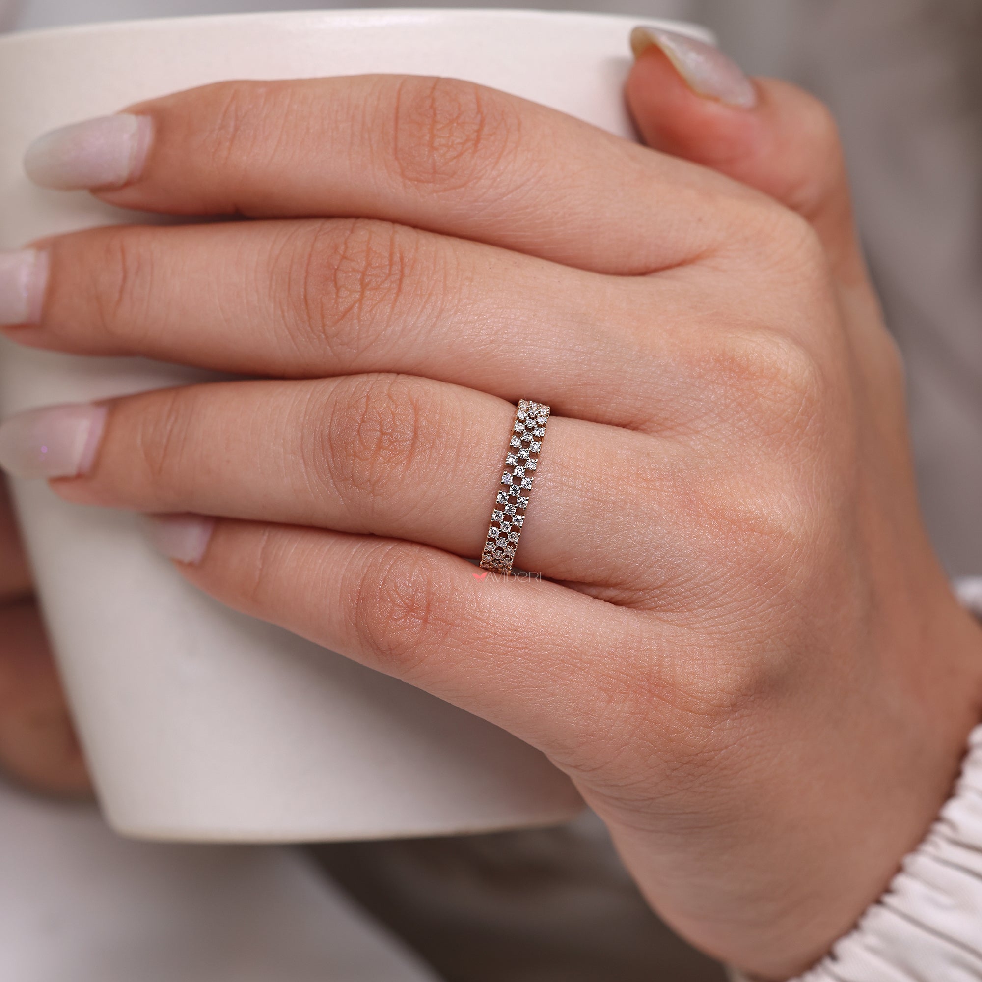 Three row full eternity band for women.