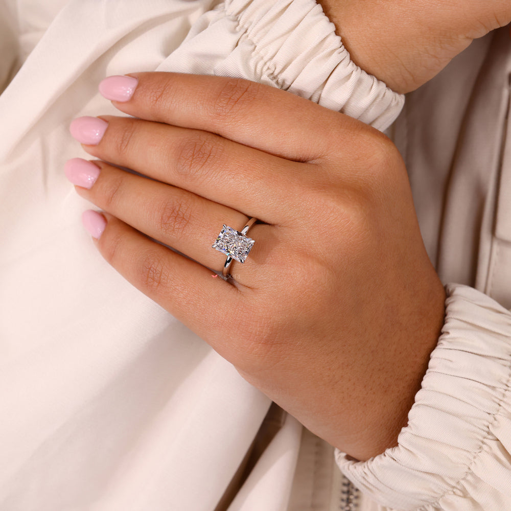 Radiant Cut Diamond Ring featuring an ethical and stunning Lab Grown Diamond.
