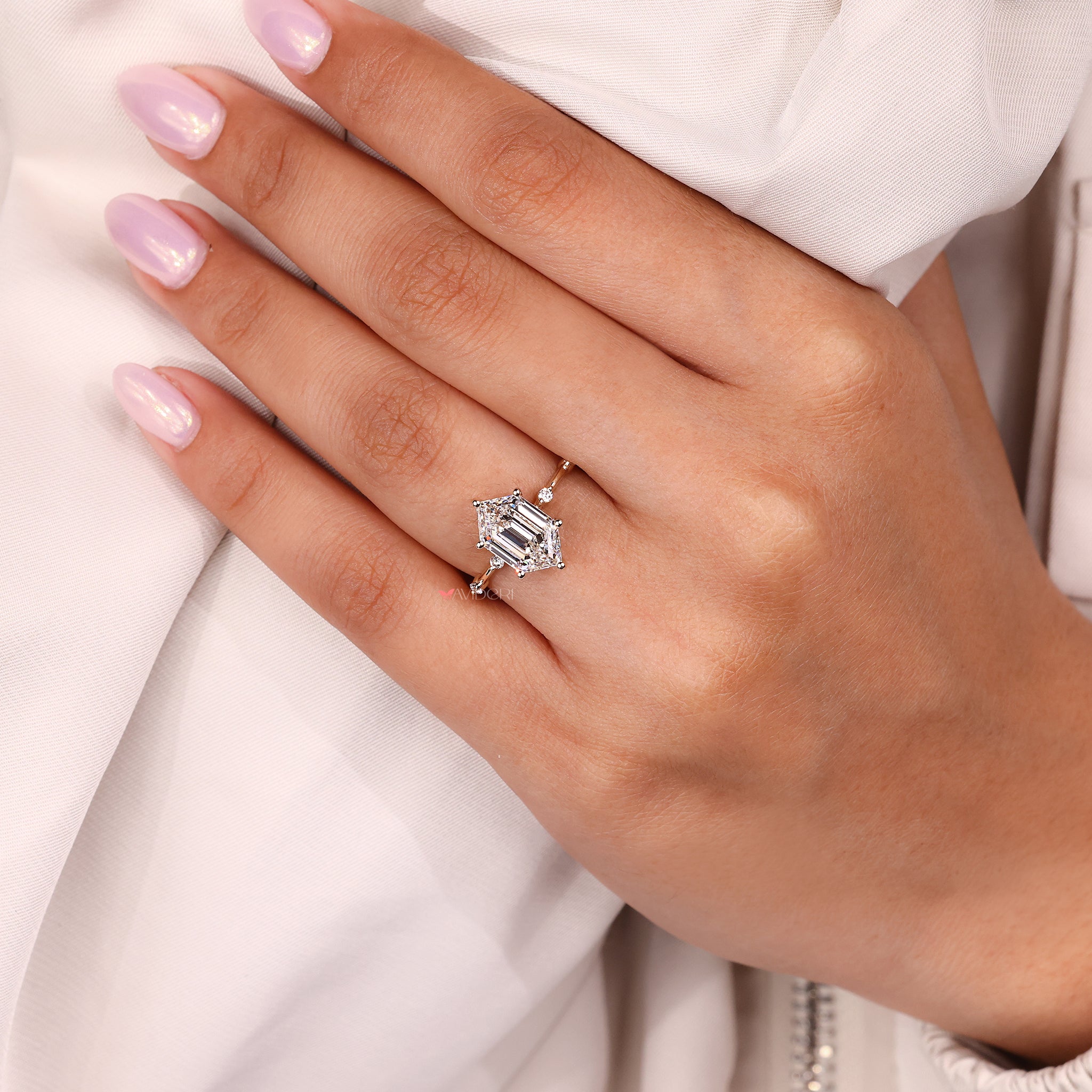 Yellow Gold simple engagement ring with 6 round prong setting