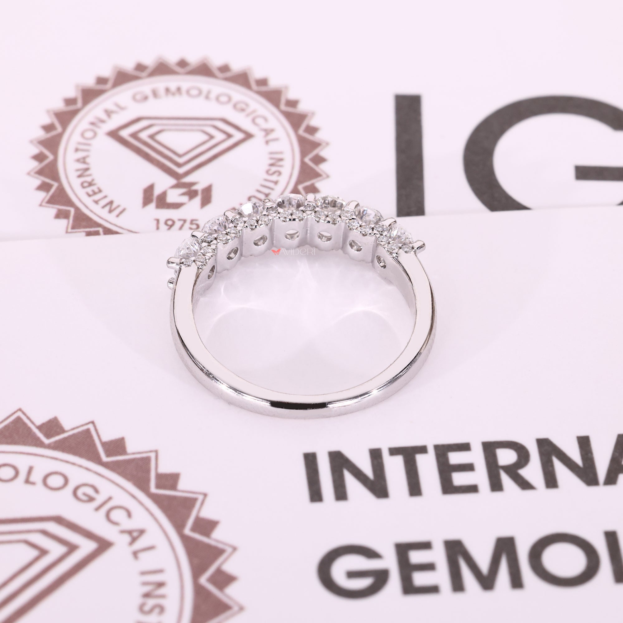 White gold diamond band with diamond wedding band.