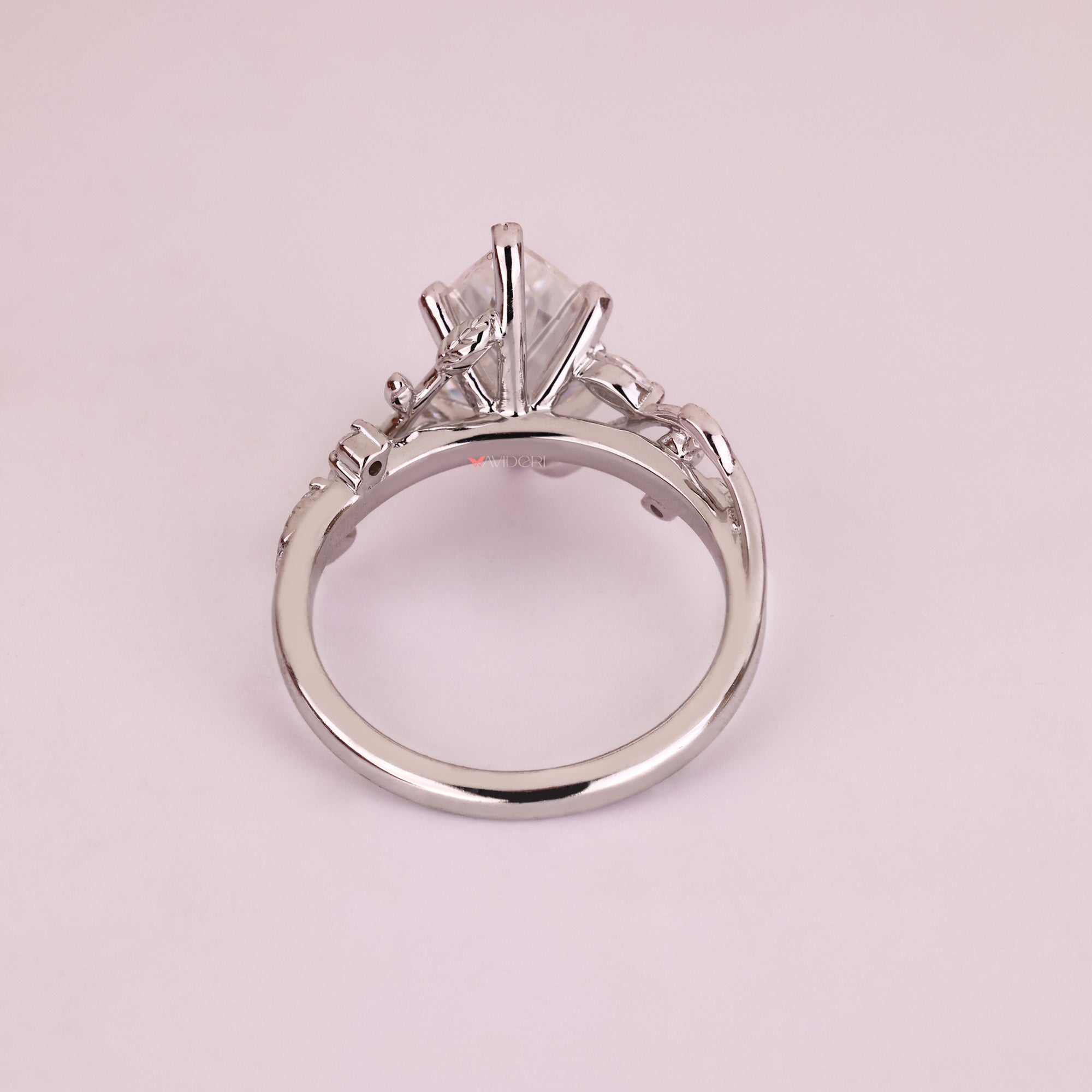 White gold engagement ring with handmade ring.