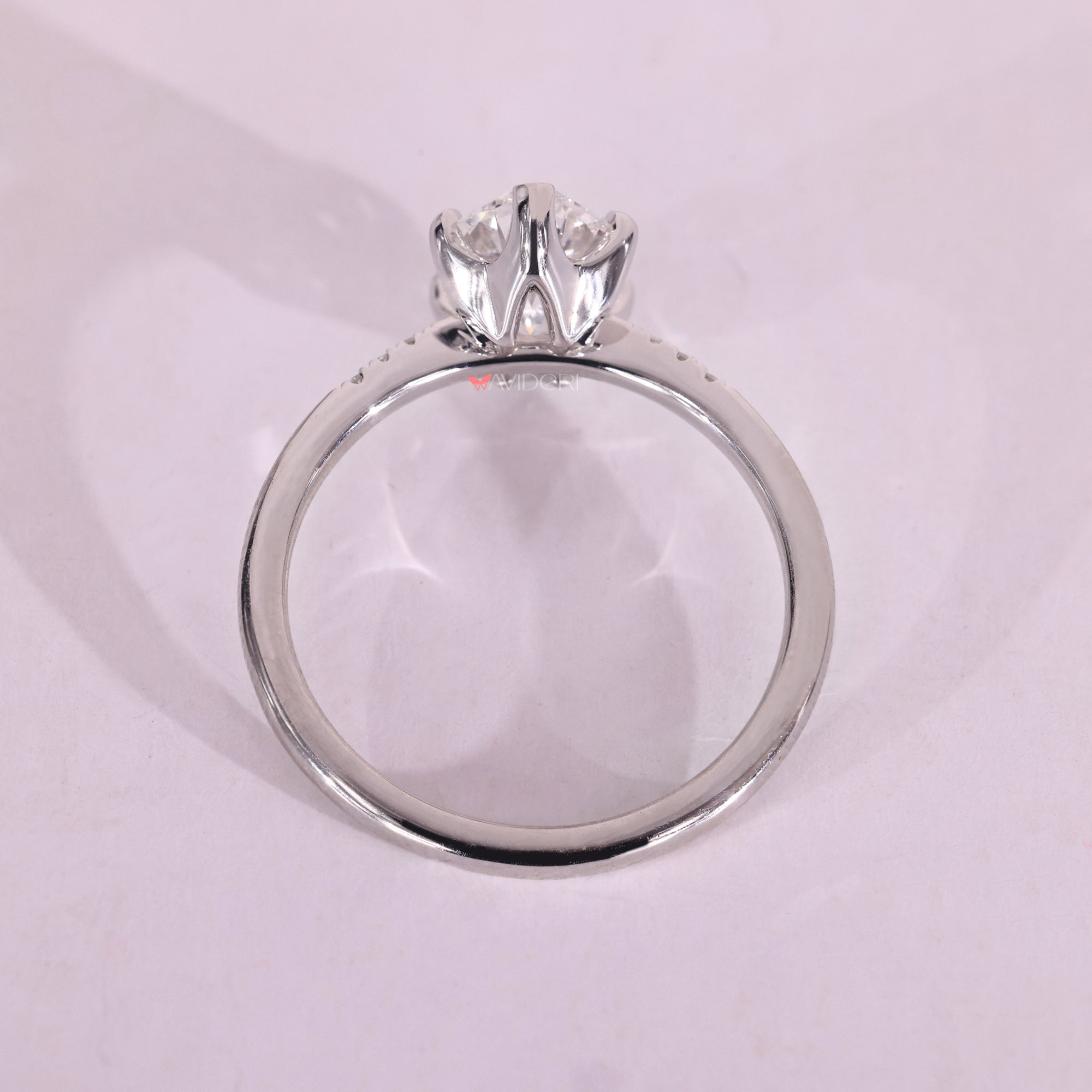 White gold oval diamond engagement ring.