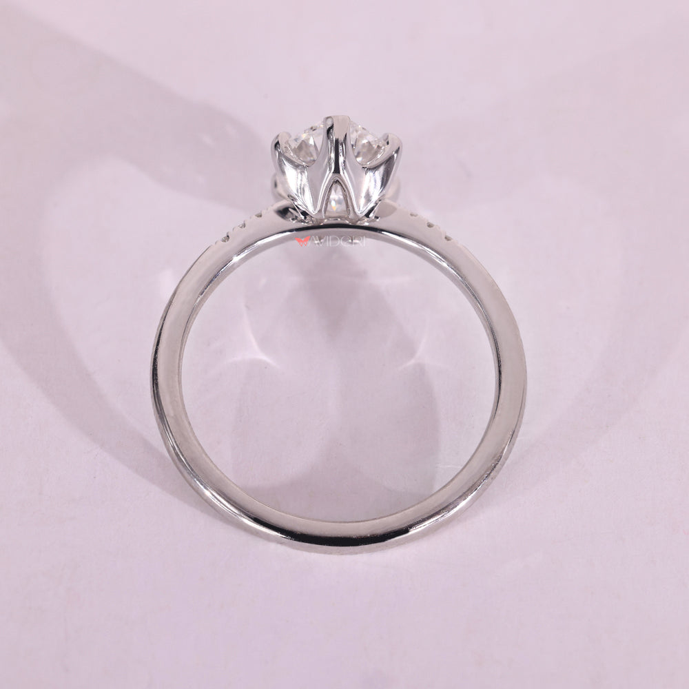 White gold oval diamond engagement ring.