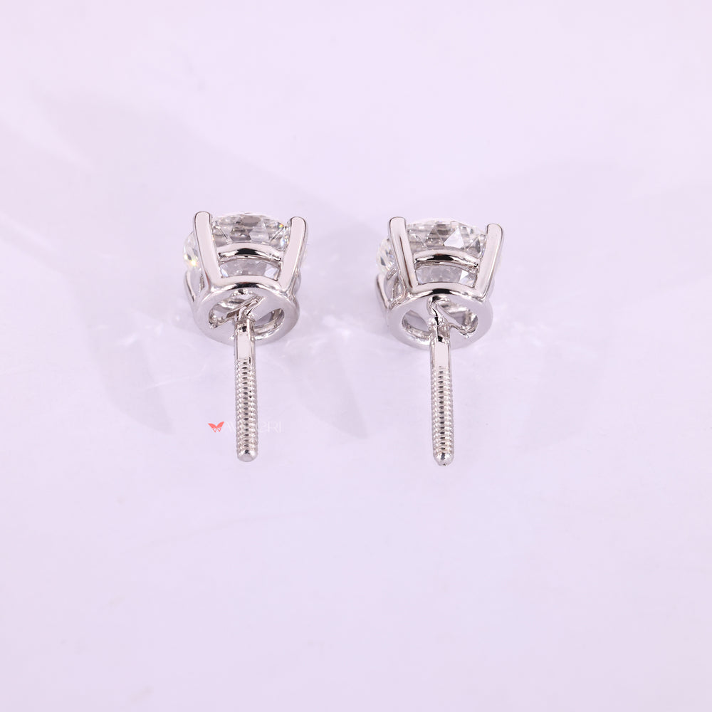 Handmade Portuguese cut diamond stud earrings.