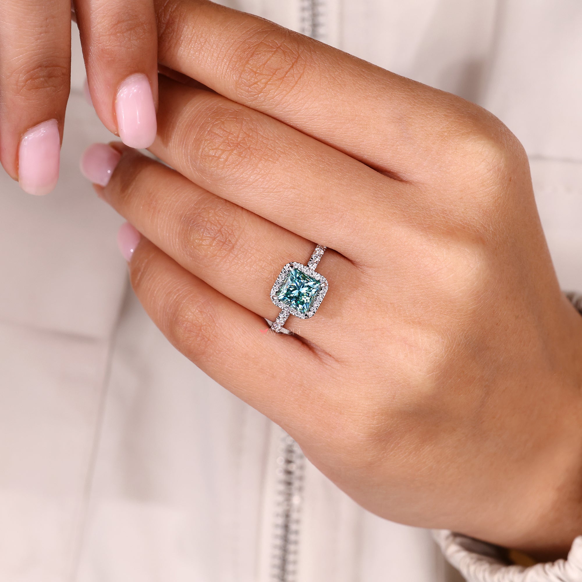 Round cut ring, pave setting ring, white gold ring