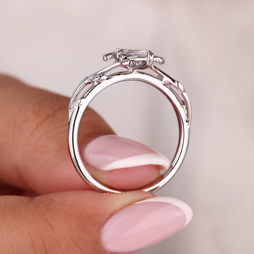 White gold engagement ring, Lab Grown Diamond, handmade jewelry
