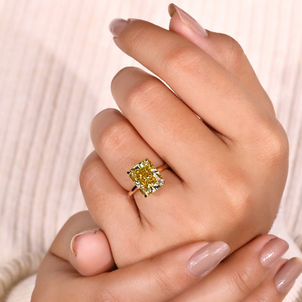 round cut ring yellow gold ring radiant cut moissanite ring
