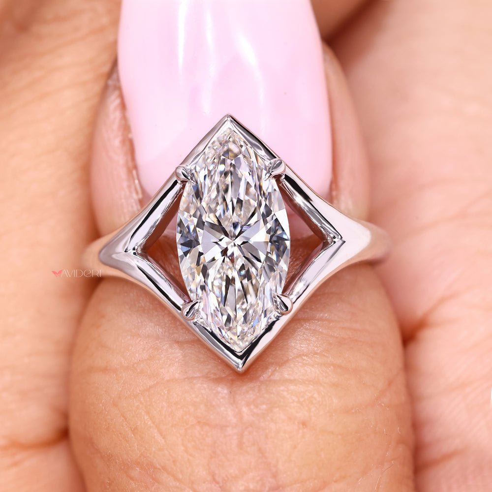 Avideri marquise diamond ring with split shank band design
