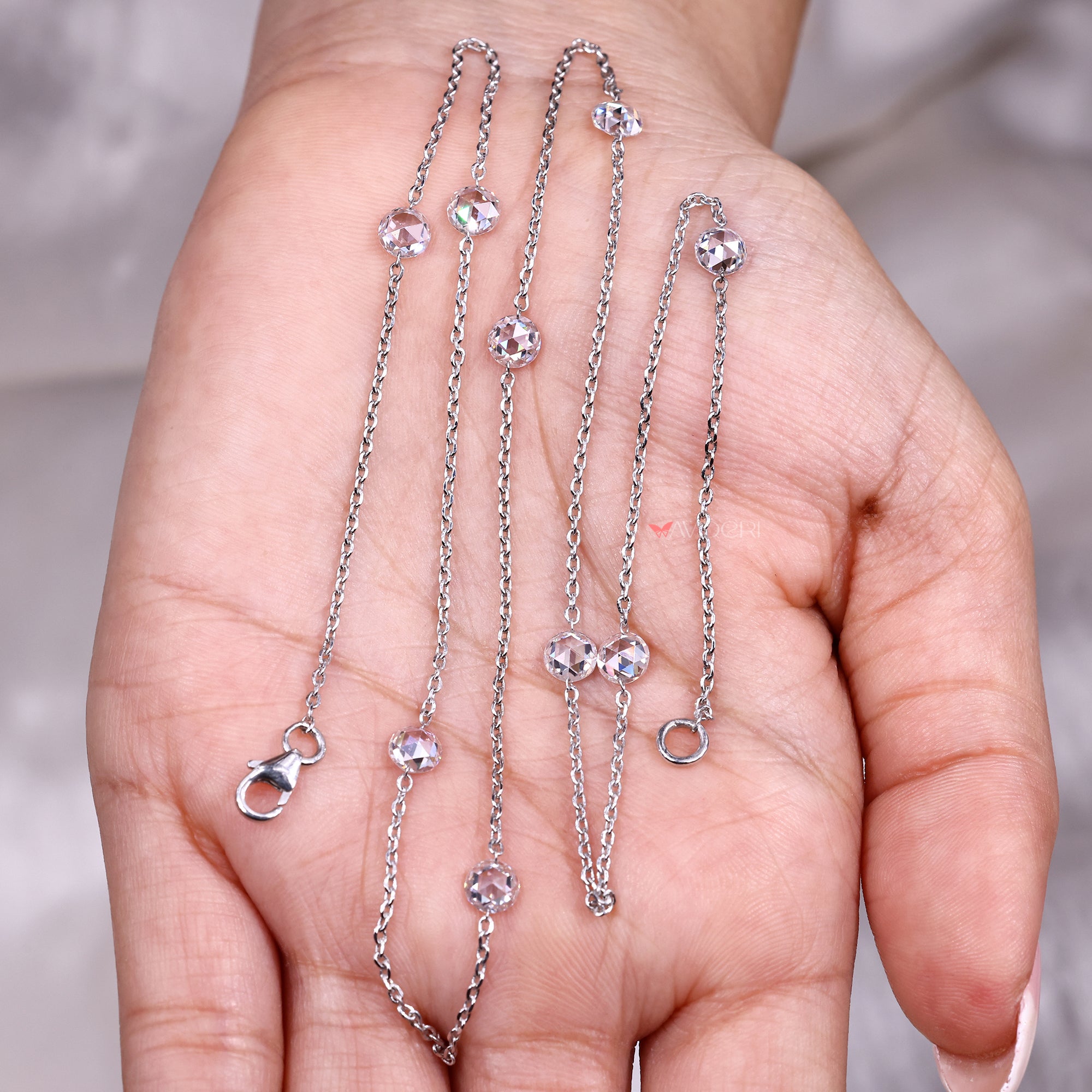 Lab grown diamond necklace with a station design.