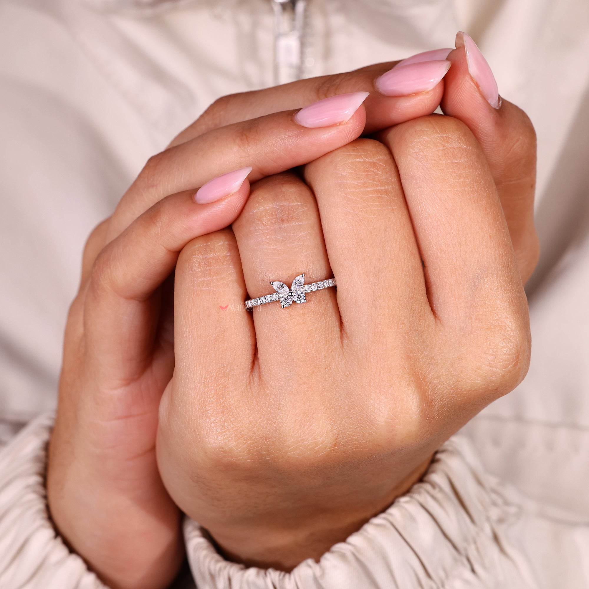 Handmade ring featuring a marquise cut design
