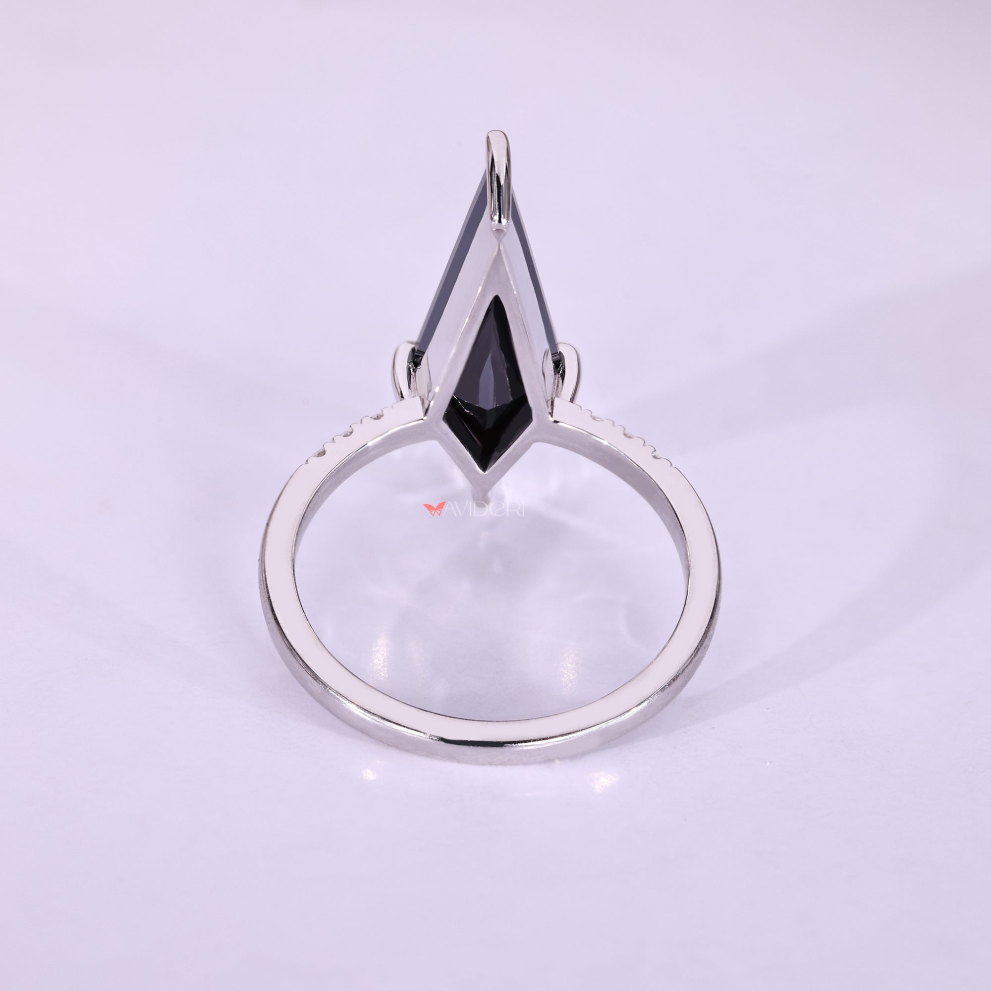 White Gold Black Moissanite Engagement Ring.