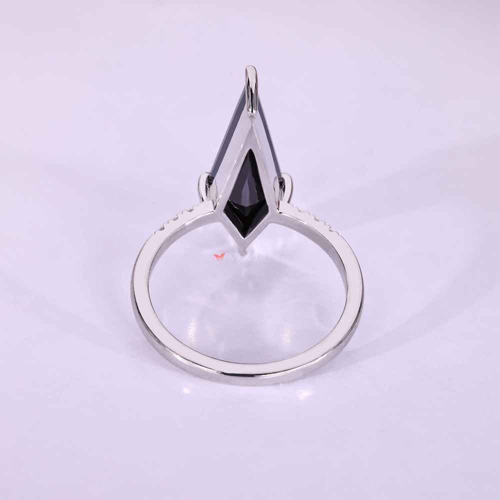 White Gold Black Moissanite Engagement Ring.