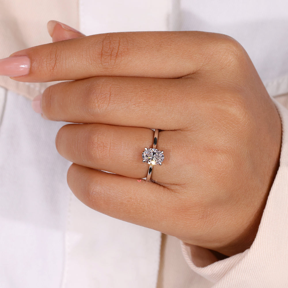 Oval diamond solitaire engagement ring, white gold ring, Lab Grown Diamond
