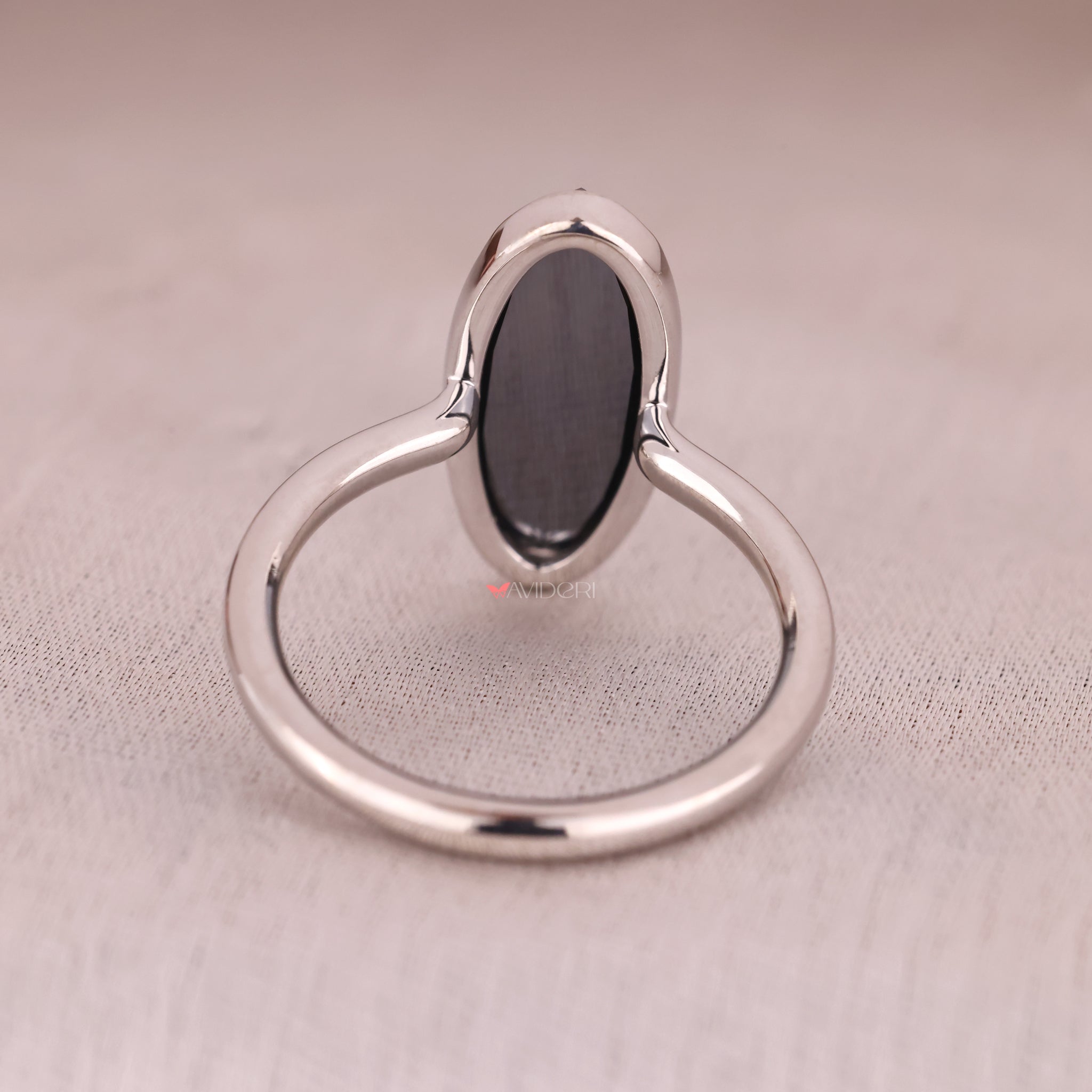 White gold ring, black moissanite ring, moissanite gold ring.