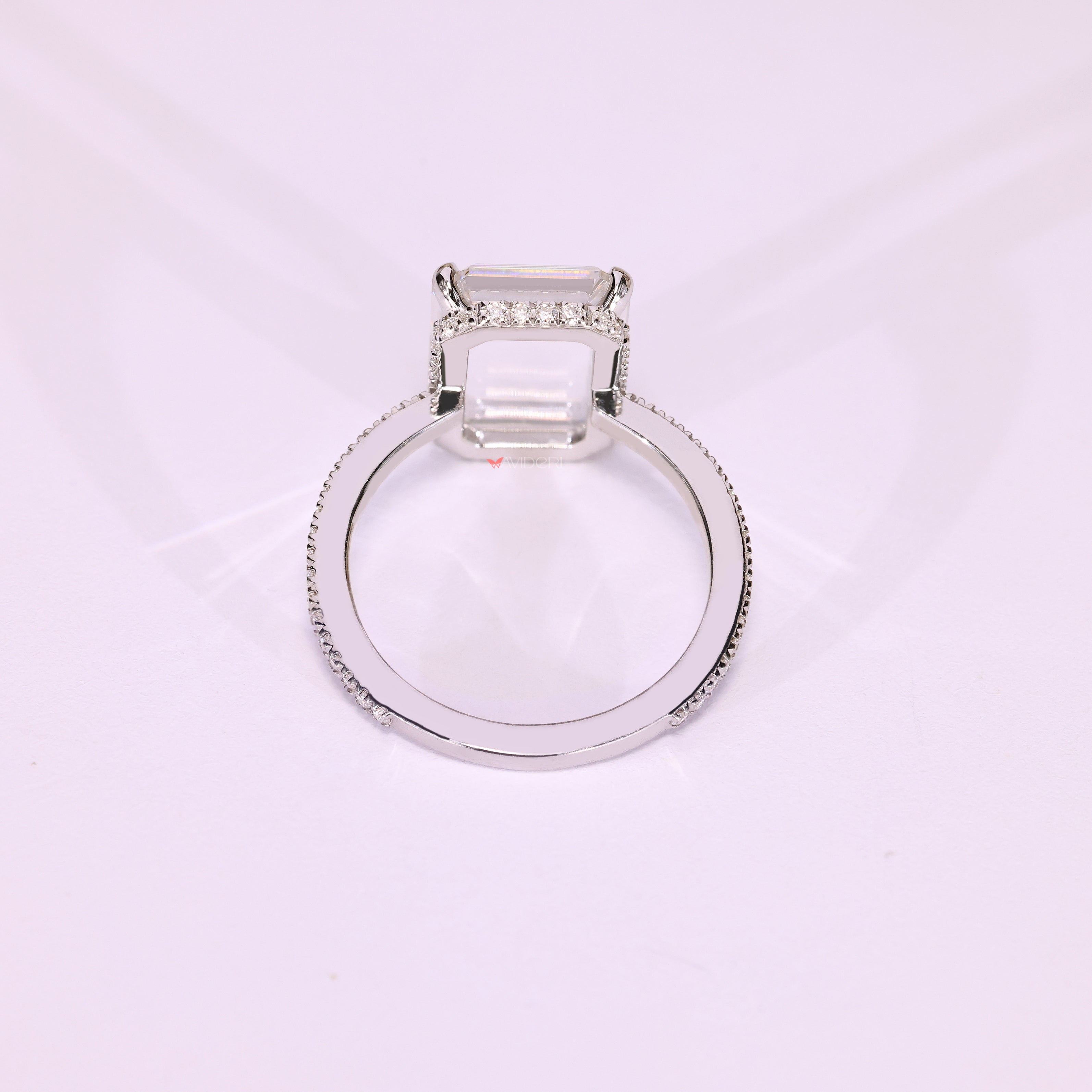 Open gallery ring, moissanite wedding ring, handmade ring
