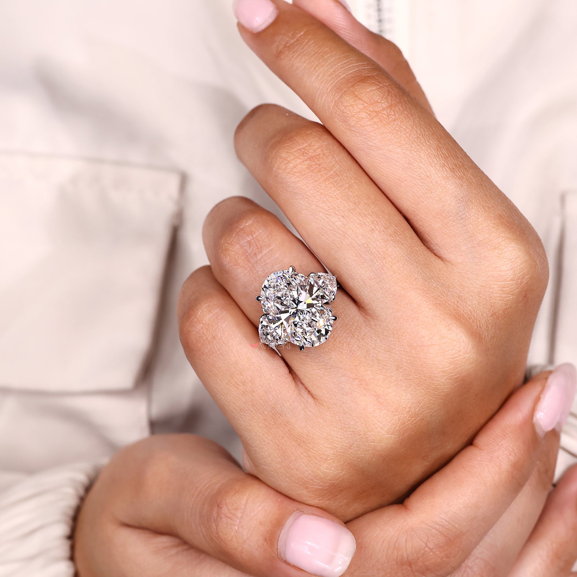 Lab Grown Three Stone Diamond Engagement Ring.