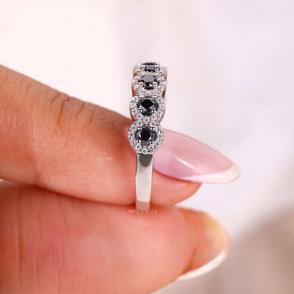 White gold band, half eternity band, avideri band