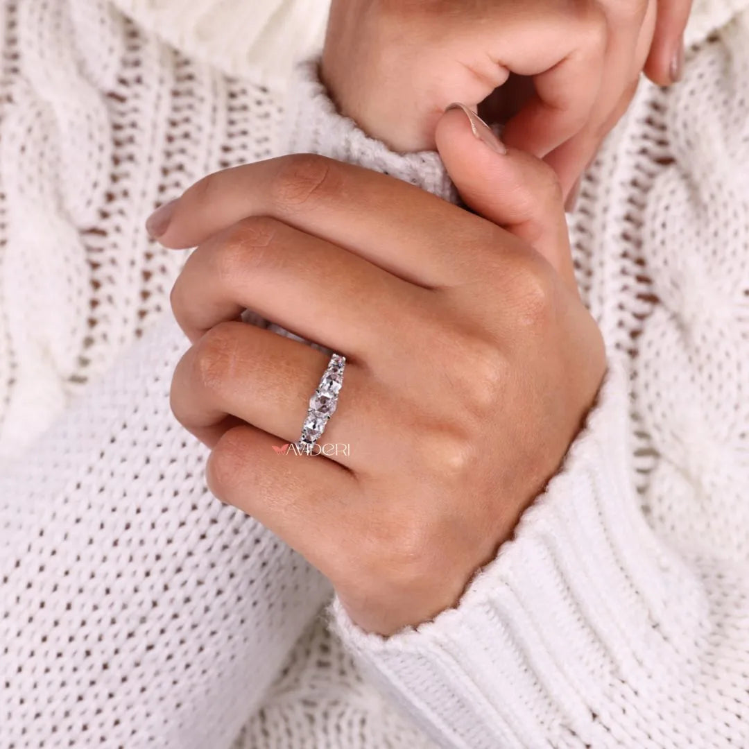 Half eternity band with round rose cut band.