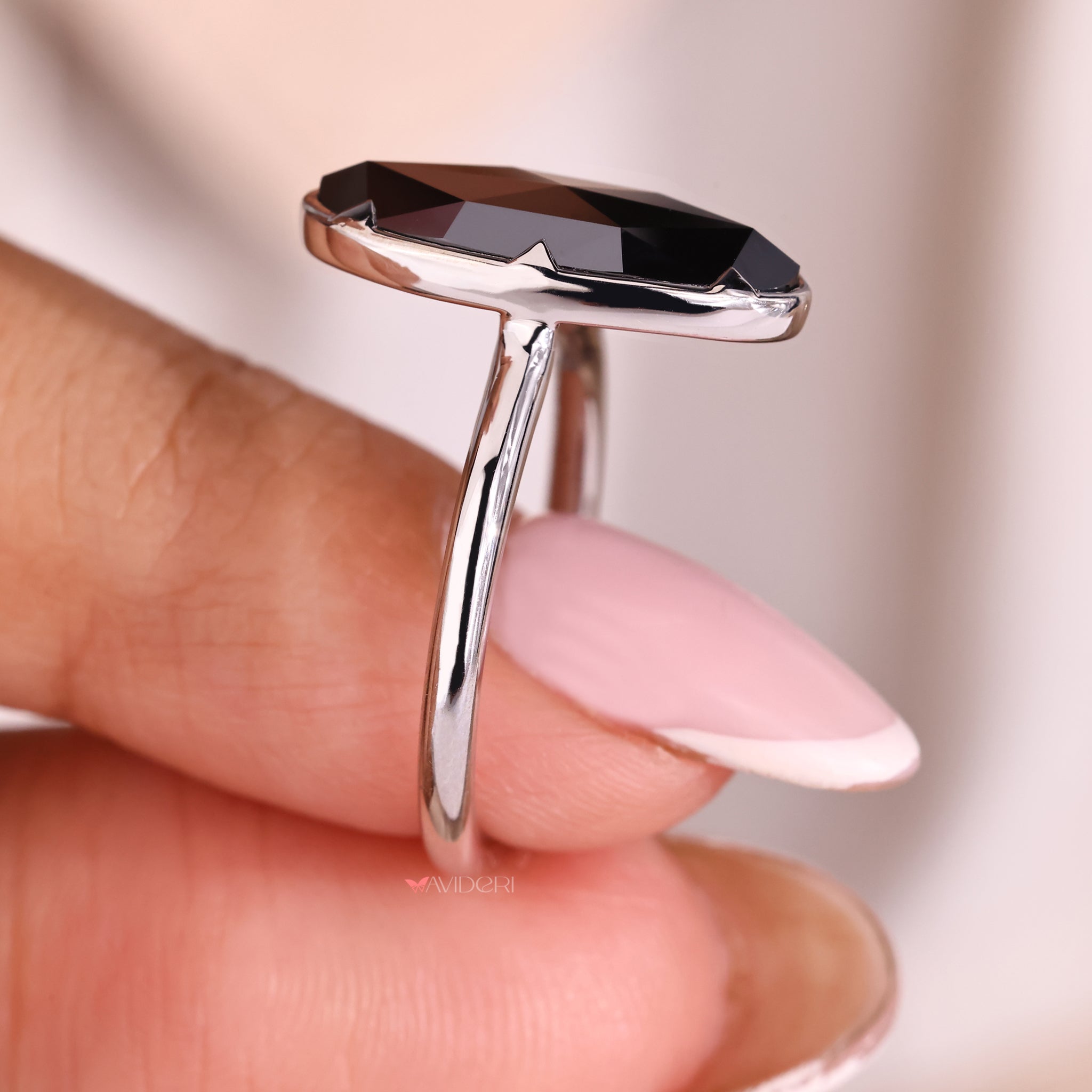Handmade ring, white gold ring, moissanite wedding ring.