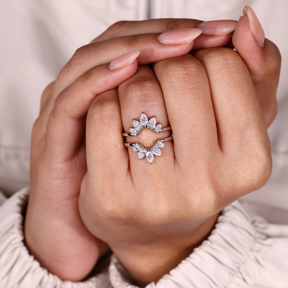 Elegant moissanite ring enhancer wedding band.
