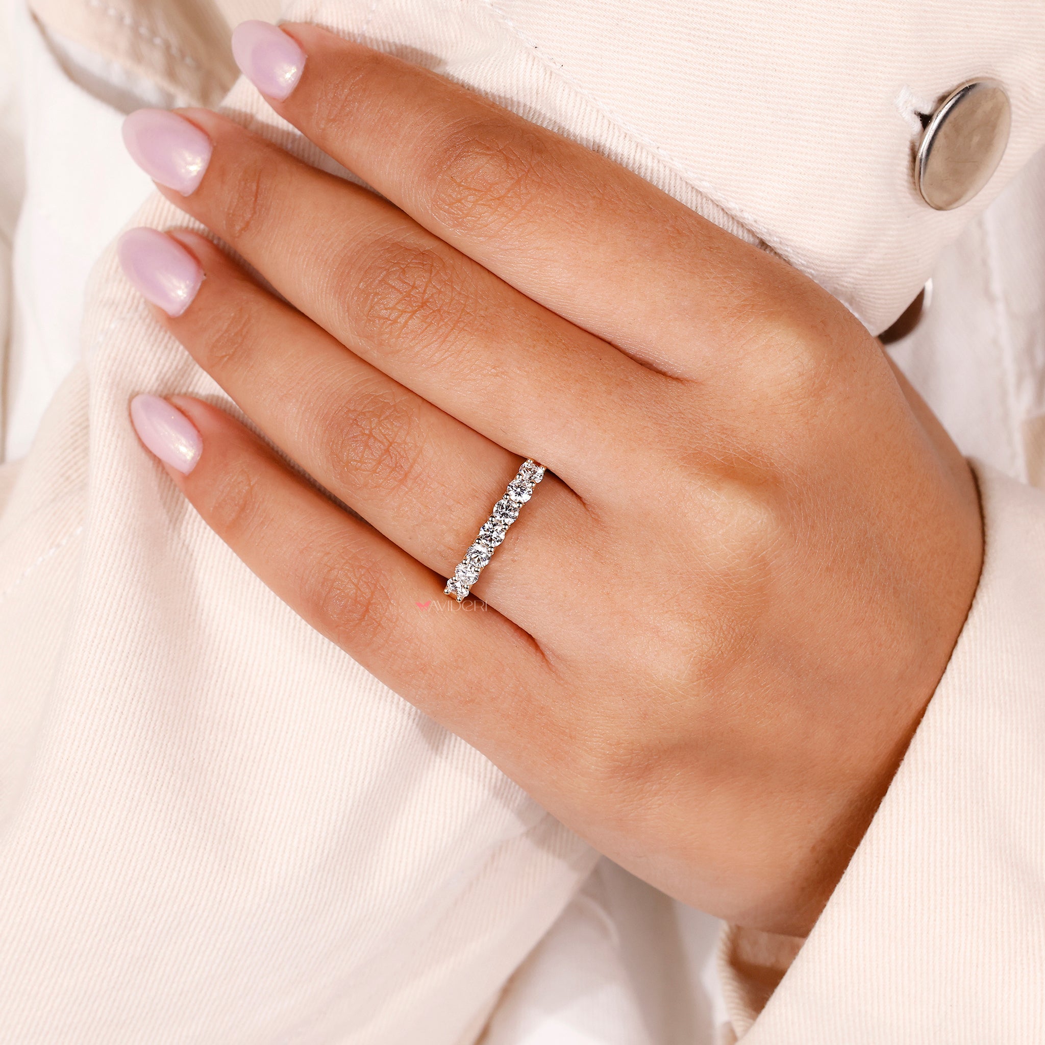 Round Diamond Wedding Band Hidden Micro Pave