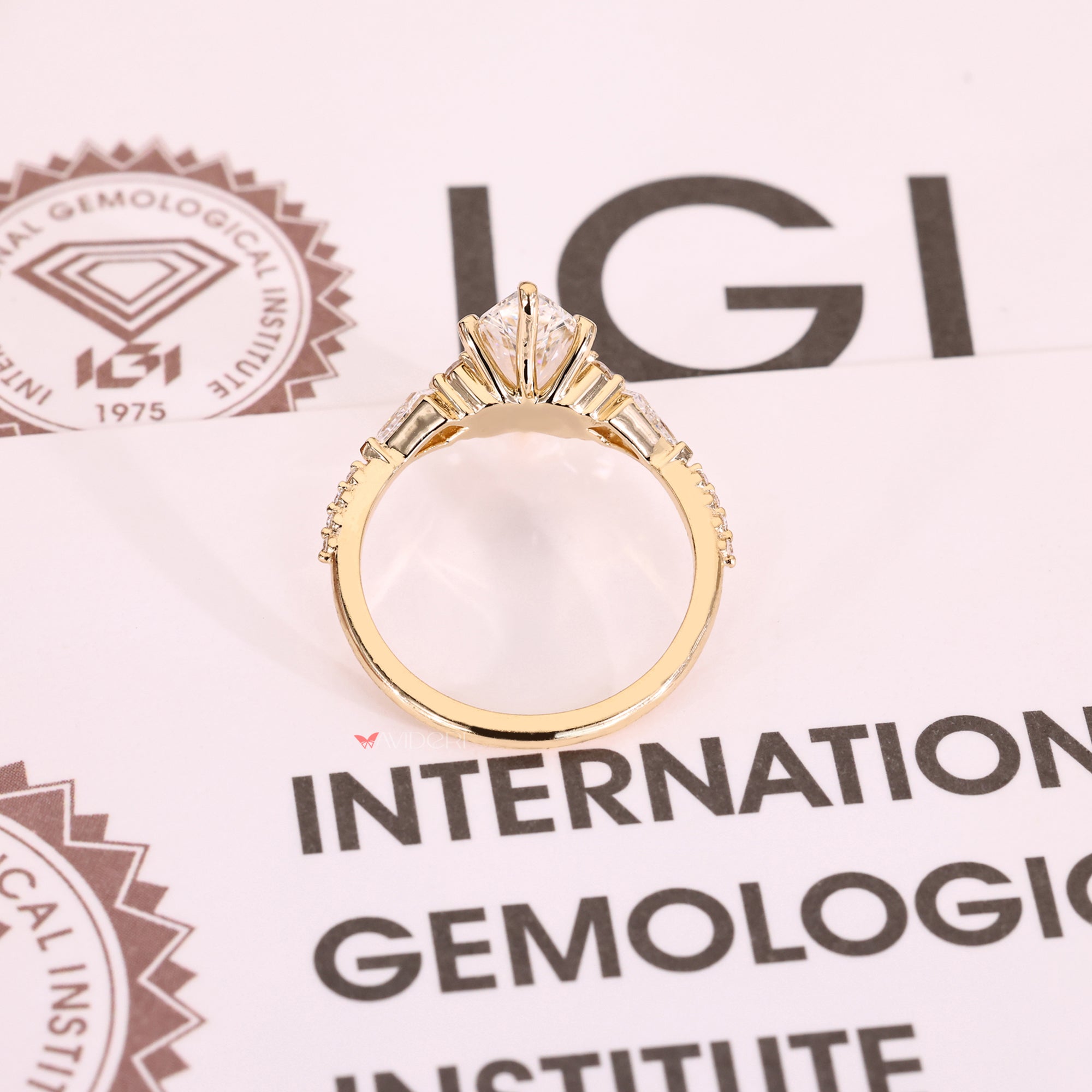 Lab-grown diamond ring in marquise cut diamond engagement ring.