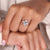 Marquise diamond ring designed as a five stone engagement piece with a bold look.
