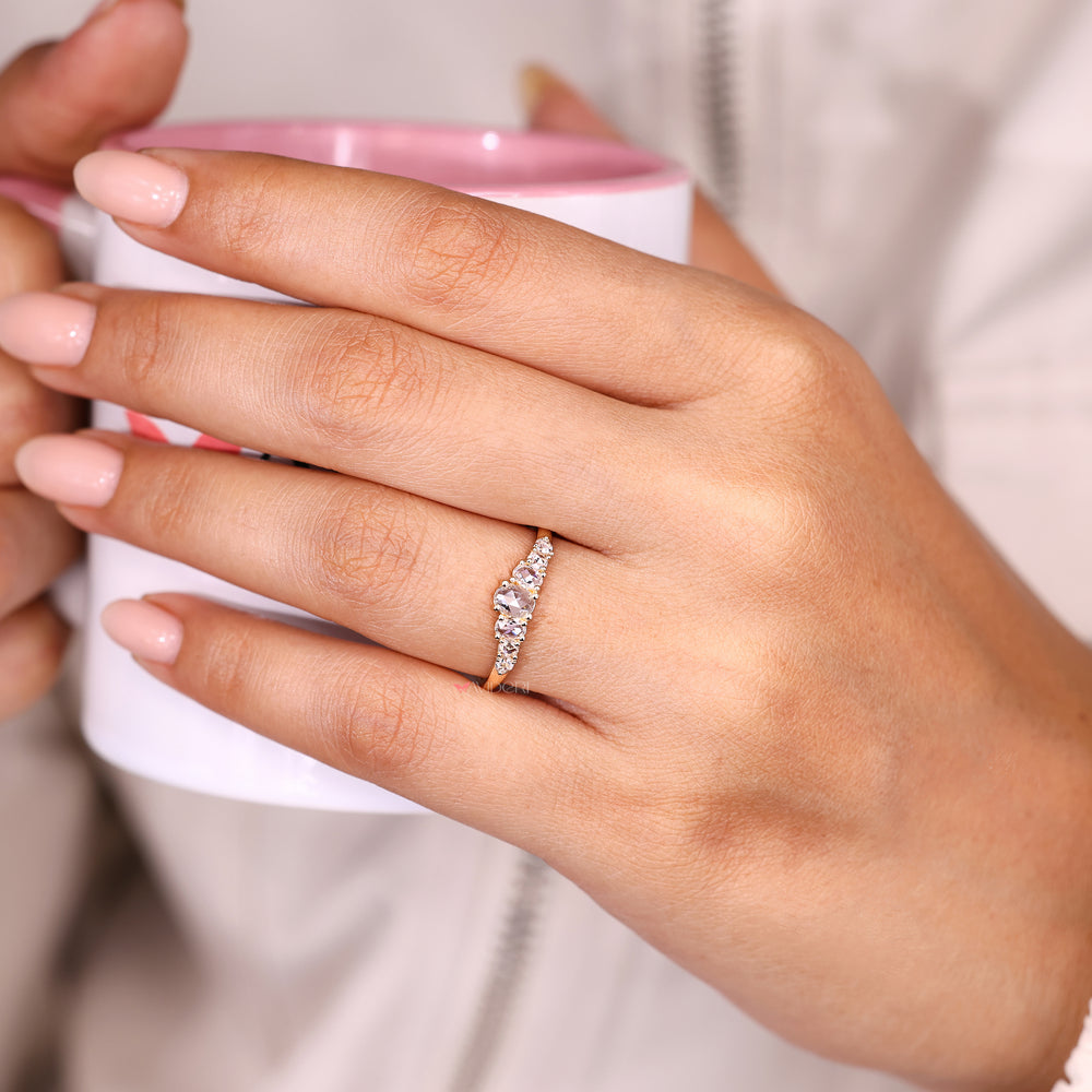 Oval and round rose cut diamond wedding band.
