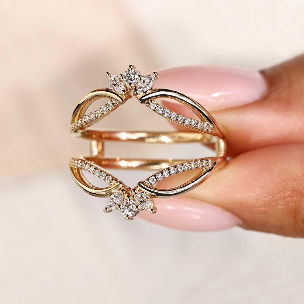 Marquise diamond wrap guard band handmade.
