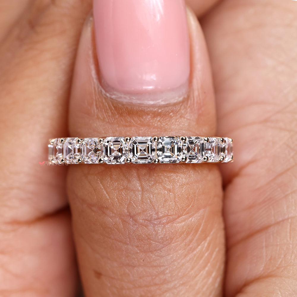 Avideri asscher diamond semi eternity band handcrafted with prongs
