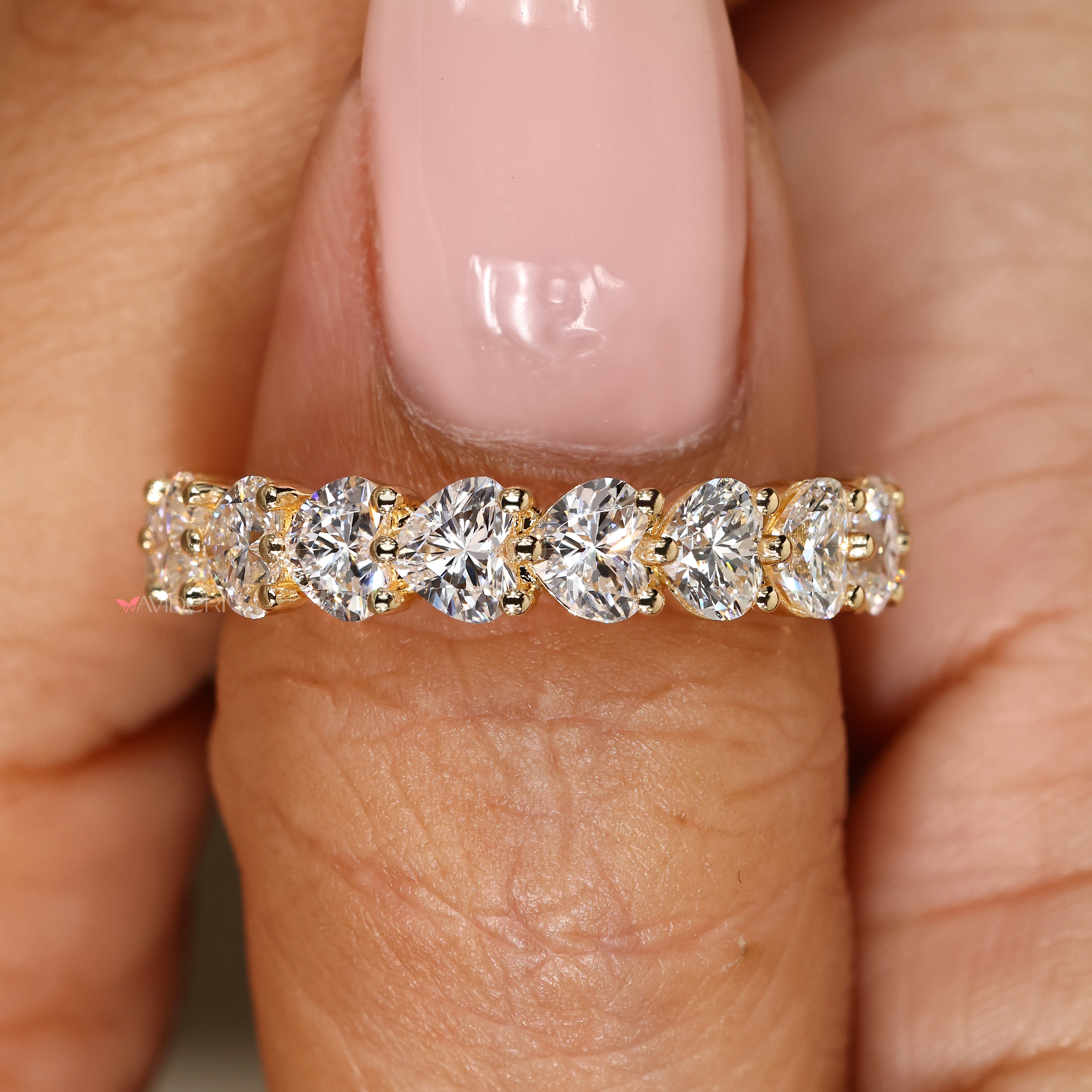 Eternity heart cut diamond band handmade.
