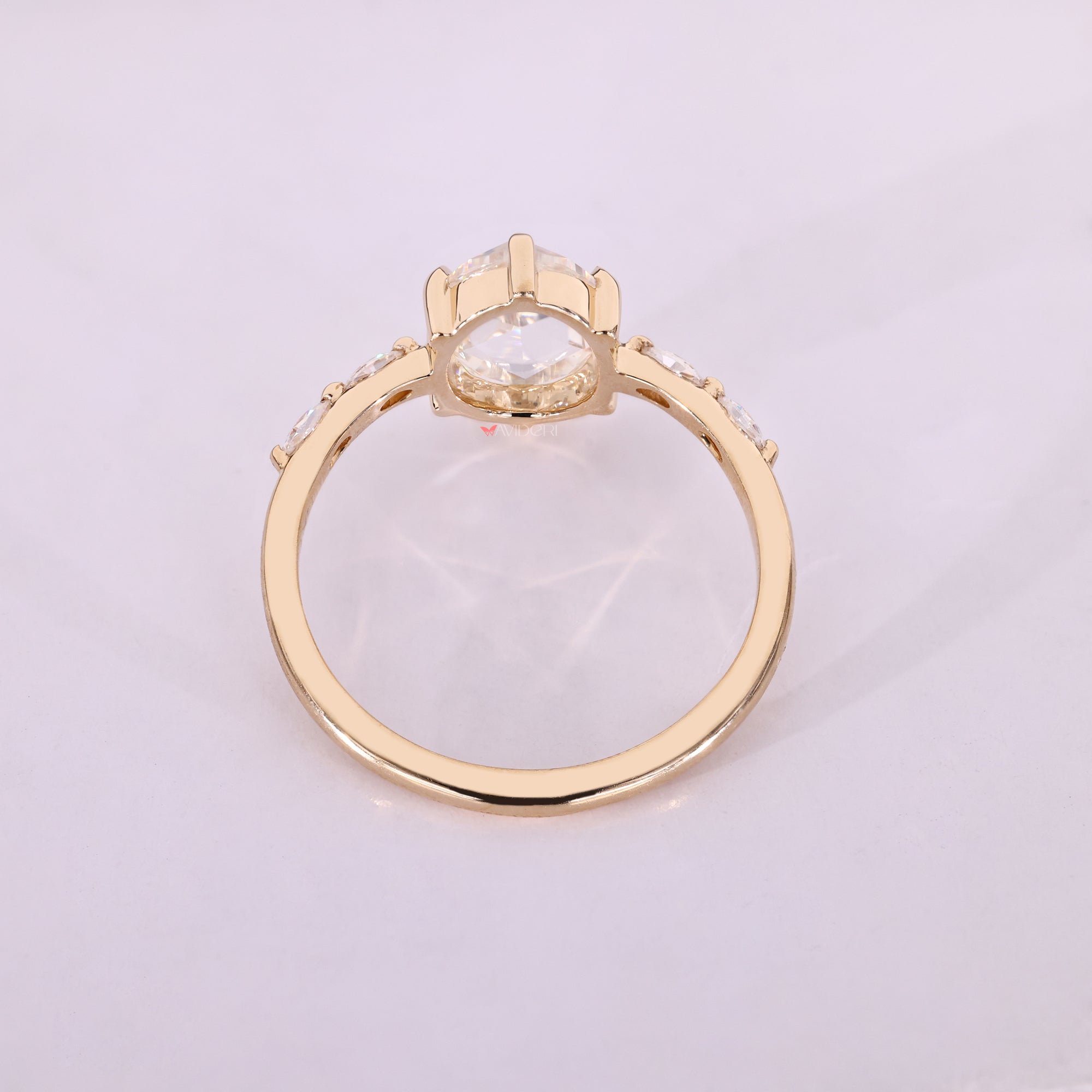Avideri engagement ring, oval moissanite ring, marquise side stone ring.
