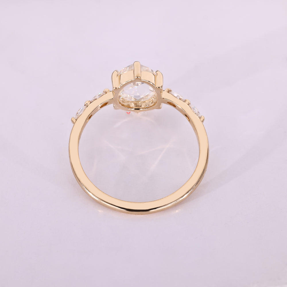 Avideri engagement ring, oval moissanite ring, marquise side stone ring.