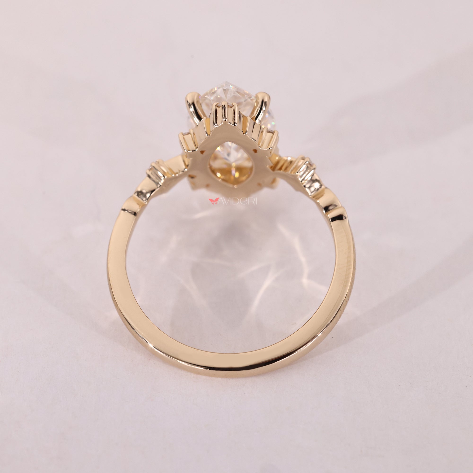 Yellow gold ring matched with engagement ring for her.